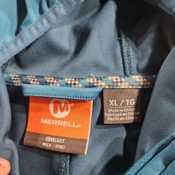 Merrell Jacket Mens XL Blue Full Zip Hooded Softshell M Select Wind Hiking - Picture 3 of 6